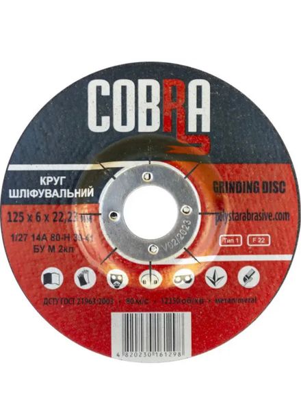 Круг шліфувальний для металу COBRA 125*6,0*22,23 19993 фото