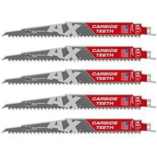 Полотно для шабельних пил AX CARBIDE MILWAUKEE, 230х5мм, (5шт), (деревина з цвяхами) 48475526 фото