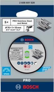 Армований відрізний круг PRO Stainless Steel and Metal, 76 x 1 x 10 мм (5 шт в уп.) 2608601520 фото