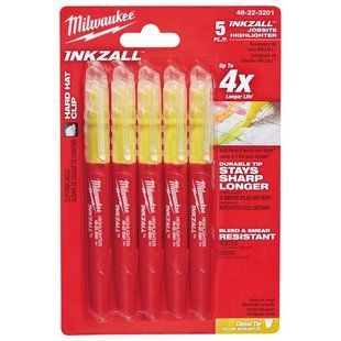 Набір маркерів для текста INKZALL MILWAUKEE, жовтих, (5шт) 48223201 фото