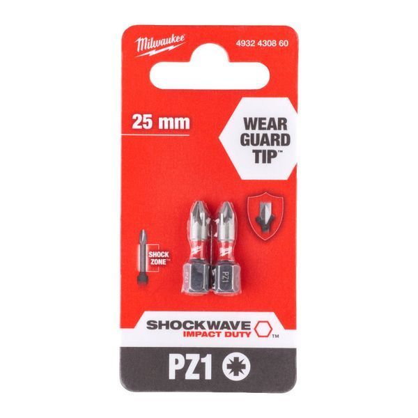 Біта SHOCKWAVE MILWAUKEE, PZ1, 25мм, (2шт) (заміна на 4932500355) 4932430860 фото