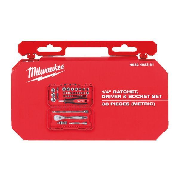 Набор ударных бит, головок с трещоткой 1/4" MILWAUKEE (38шт) 4932498381 фото
