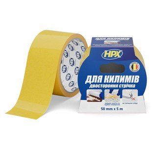 CARPET TAPE - 50мм x 5м - для килимових покриттів та лінолеуму, двостороння стрічка (скотч) HPX CT5005 фото