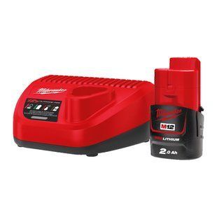 Енергокомплект Li-Ion MILWAUKEE, M12 NRG-201 (зарядний.пристрій С12 С, акумулятор М12 В2 2Аг, картонне пакуванння) 4933451900 фото