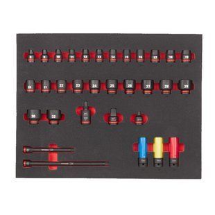Ложемент с головками ShW 1/2'' STD MILWAUKEE, (32шт) (45х536х417мм) для тележек 4932493392 фото