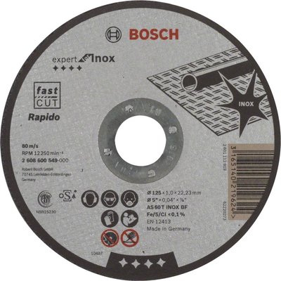 Отрезной круг Bosch Expert for INOX 125 x 1 мм, прямой 2608600549 фото