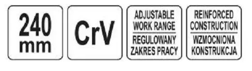 Кліщі переставні по трубах з блокув. кнопкою YATO: L= 240 мм, розвід губ- 38 мм Cr-V YT-20891 фото
