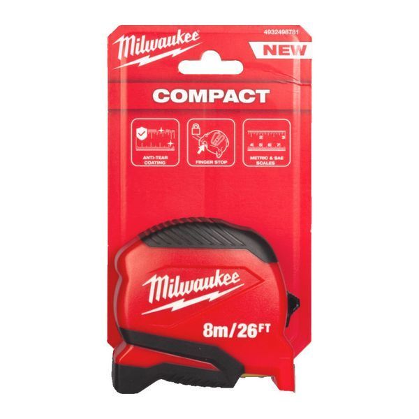 Рулетка Pro Compact MILWAUKEE (Gen 2), 8м/26фт, (25мм) 4932498781 фото