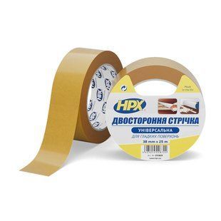 Стрічка двохстороння для ковроліну полiпроп. 38мм х 25м бiла ECO CE3825 фото