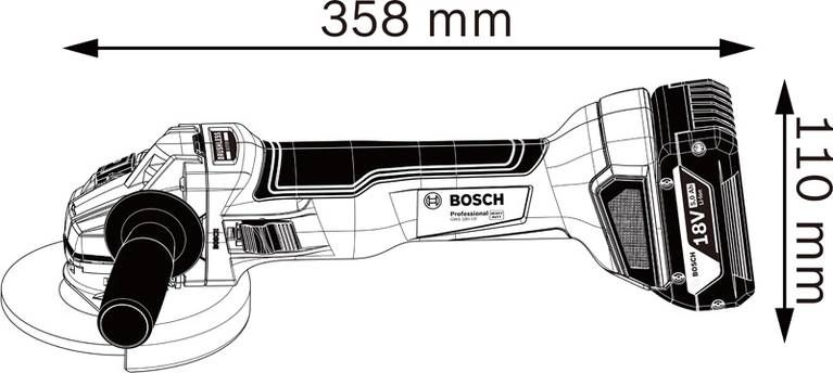 Кутова шліфувальна машина Bosch GWS 18V-10 06019J4002 фото