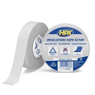 Лента ПВХ изоляционная HPX52100 19мм х 20м белая (пленка) IW1920 фото
