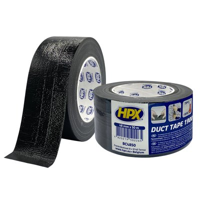 HPX Duct Tape Universal 1900 - 48мм х 50м - армована клейка стрічка, сантехнічний скотч, чорна BC4850 фото