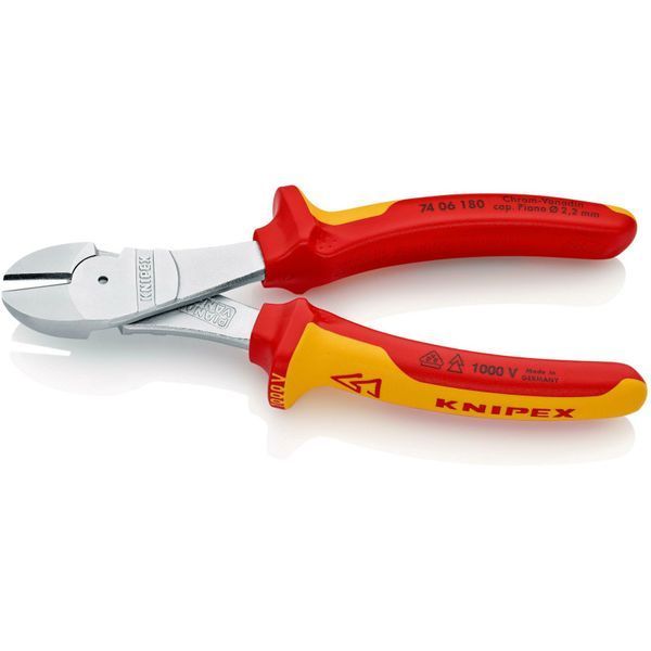 Кусачки&nbsp;боковые&nbsp;(бокорезы)&nbsp;особой&nbsp;мощности,&nbsp;&Oslash;3,8мм,&nbsp;180мм&nbsp;VDE&nbsp;KNIPEX&nbsp;74&nbsp;06&nbsp;180,&nbsp;хромированные 74 06 180 фото