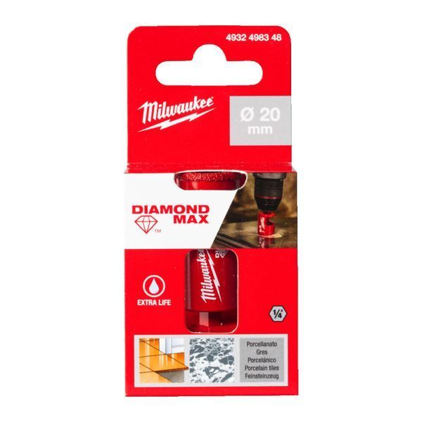 Коронка алмазная Diamond Plus/Max MILWAUKEE, &Oslash;20,0мм (1/4'' Hex) (сверление с водой) 4932498348 фото