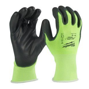 Перчатки рабочие сигнальные Hi-Vis MILWAUKEE, с сопротивлением порезам 1/A уровня, размер 7/S 4932479916 фото