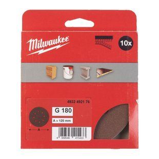 Папір шліфувальний MILWAUKEE діаметр 125/8 HL, зерно 180, (10шт) 4932492176 фото