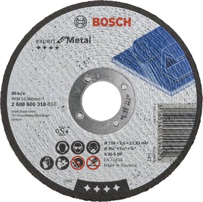 Отрезной круг Bosch Expert по металлу 115 x 2.5 мм, прямой 2608600318 фото