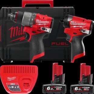 Набір з 2х інструментів безщіткових акумуляторних MILWAUKEE M12 FPP2A2-602X (дриль-шуруповерт з ударом M12 FUEL FPD2-0, гвинтове 4933480588 фото