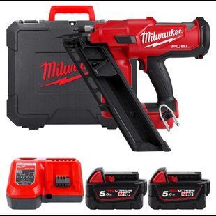 Пістолет цвяхозабивний акумуляторний безщітковий MILWAUKEE, M18 FFN-502C, 50/90мм (зарядний пристрій M12-18 FC, 2 акумулятори М1 4933471404 фото