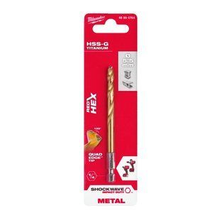 Сверло по металлу RedHEX SHOCKWAVE HSS-TiN MILWAUKEE, &Oslash;5,5х104х60мм 48894764 фото