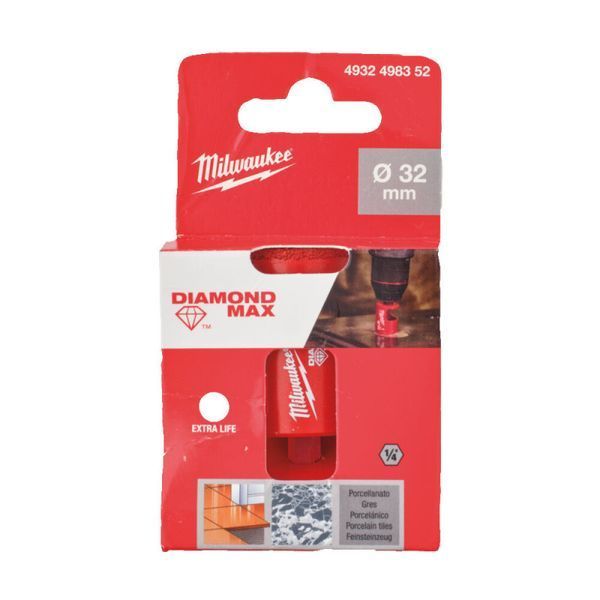 Коронка алмазная Diamond Plus/Max MILWAUKEE, &Oslash;32,0мм (1/4'' Hex) (сверление с водой) 4932498352 фото
