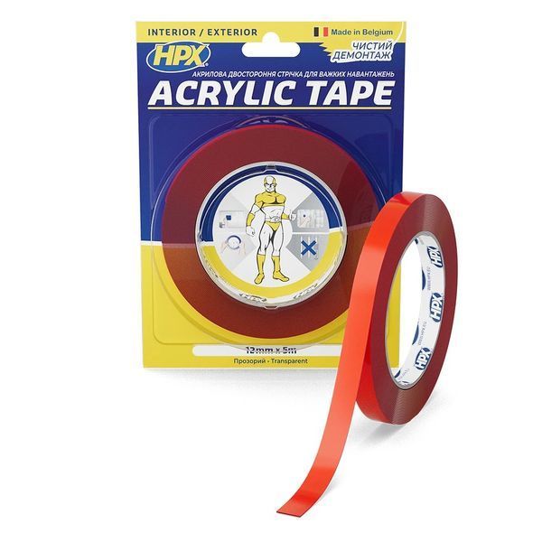 Лента двухсторонняя ACRYLIC TAPE 12мм х 5м прозрачная (блистер) TT1205 фото