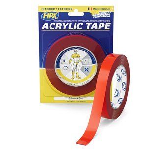 Стрічка двохстороння ACRYLIC TAPE 19мм х 5м прозора (блістер) TT1905 фото