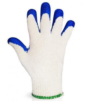 Перчатки трикотажные Вампирка Trident latex бело-синие с латексным покрытием арт 1014 1014 фото