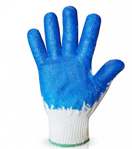 Перчатки трикотажные Вампирка Trident latex бело-синие с латексным покрытием арт 1014 1014 фото
