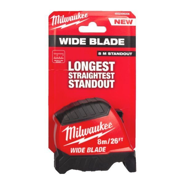 Рулетка WIDE BLADE MILWAUKEE (Gen2), 8м/26фт (35мм) 4932499206 фото