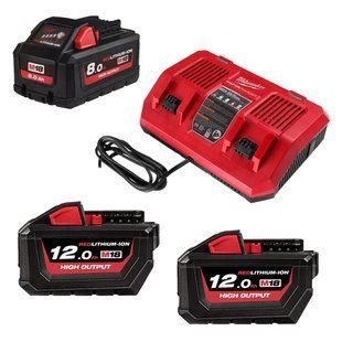 Енергокомплект Li-Ion MILWAUKEE, M18 HNRGO1-823 (зарядний пристрій M18 DFC, 1 акумулятор М18 НВ8 8Аг, 2 акумулятори М18 НВ12 12А 4932492933 фото