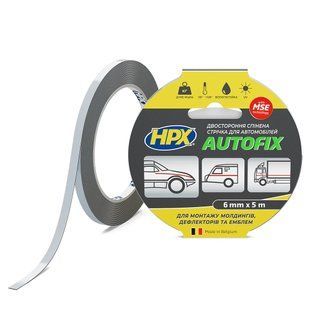 Стрічка двохстороння AUTOFIX 6мм х 5м чорна DSA0605 фото