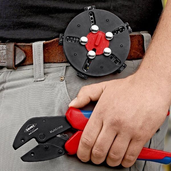 Обжимные клещи с магазином для смены плашек и 5 профилями обжима Knipex MultiCrimp&reg;, 250 мм 97 33 02 97 33 02 фото