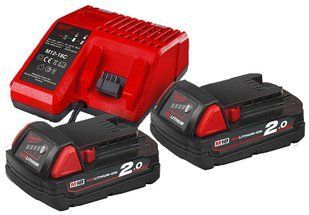Енергокомплект Li-Ion MILWAUKEE, M18 NRG-202 (зарядний пристрій M12-18C, 2 акумулятори М18 В2 2Ач) 4933459213 фото