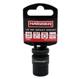(70202) Головка ударная шестигранная 1/2" фосфат. 15ммx38.5мм HAISSER 117556 фото