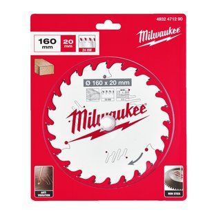 Диск пиляльний по дереву PFTE MILWAUKEE, діаметр 160х20х2,2мм, 24 зуб. 4932471290 фото