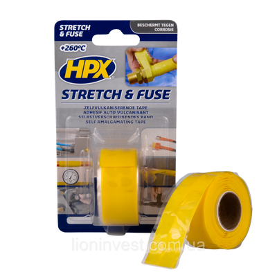 HPX Stretch&Fuse - 25мм х 3м, желтая силиконовая вулканизирующая лента для ремонта труб и электроизоляции SG2503 фото