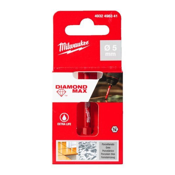 Коронка алмазная Diamond Plus/Max MILWAUKEE, &Oslash;5,0мм (1/4'' Hex) (сверление с водой) 4932498341 фото