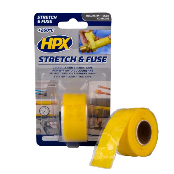 HPX Stretch&Fuse - 25мм х 3м, желтая силиконовая вулканизирующая лента для ремонта труб и электроизоляции SG2503 фото