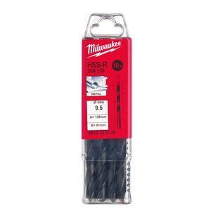 Свердло по металу HSS-R MILWAUKEE DIN338, діаметр 9,5х125х81мм, (10шт), пластикова коробка 4932363529 фото