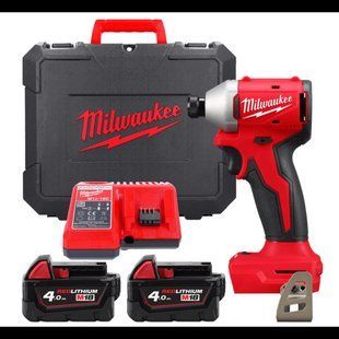 Шуруповерт ударный аккумуляторный бесщёточный 1/4" HEX MILWAUKEE, M18 BLIDRC-402C, 190Нм 4933492840 фото