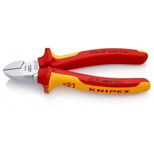Кусачки&nbsp;боковые&nbsp;(бокорезы),&nbsp;&Oslash;4,0мм, 160мм VDE&nbsp;KNIPEX&nbsp;70&nbsp;06&nbsp;160,&nbsp;хромированные 70 06 160 фото