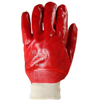 Перчатки трикотажные с ПВХ покрытием (трикотажный манжет) красные 2030/SG - 001 фото