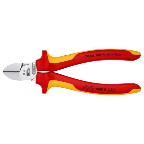 Кусачки&nbsp;бокові&nbsp;(бокорізи),&nbsp;діаметр 4,0мм, 160мм VDE&nbsp;KNIPEX&nbsp;70&nbsp;06&nbsp;160,&nbsp;хромовані 70 06 160 фото