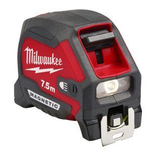 Рулетка магнитная MAGNETIC MILWAUKEE с LED подсветкой, 7,5м, (30мм) 4932492469 фото