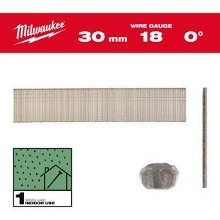 Гвозди оцинкованные покрытые смолой с Т-образной головкой MILWAUKEE, 18G/0&deg;/30мм, (5000шт) 4932492552 фото