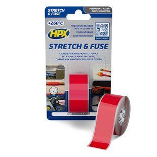 HPX Stretch&Fuse - 25мм х 3м, красная силиконовая вулканизирующая лента для ремонта труб и электроизоляции SO2503 фото