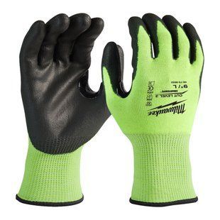Перчатки рабочие сигнальные Hi-Vis MILWAUKEE, с сопротивлением порезам 3/C уровня, размер 9/L 4932478132 фото