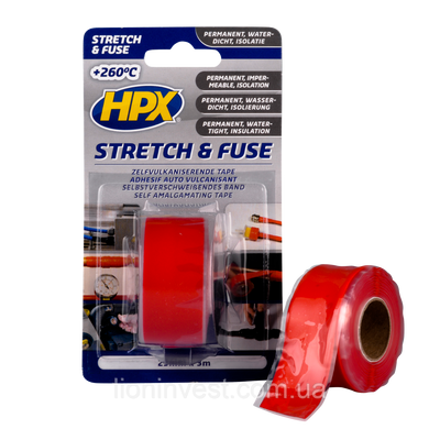 HPX Stretch&Fuse - 25мм х 3м, красная силиконовая вулканизирующая лента для ремонта труб и электроизоляции SO2503 фото