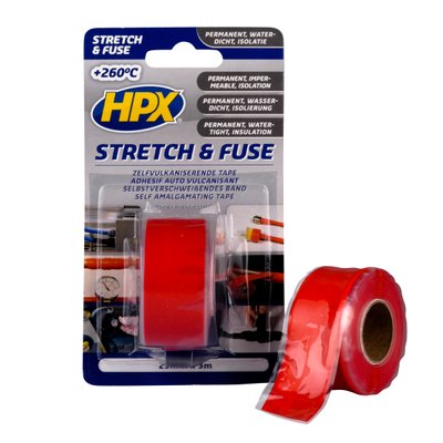 HPX Stretch&Fuse - 25мм х 3м, червона силіконова вулканізуюча стрічка для ремонту труб та електроізоляції SO2503 фото